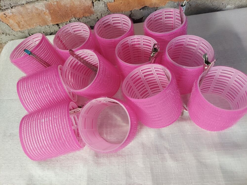 Self Grip Hair Rollers Hair Curlers Set 12 Pcs Pink No Heat Styling Volume